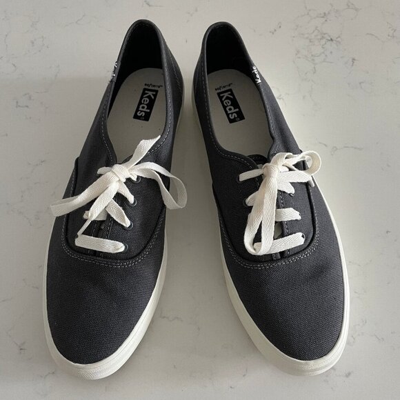 Keds Champion Lace Up Canvas Casual Sneakers w Softerra Black + White Sz 10 NWT - Picture 1 of 10